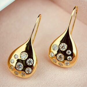1.6ctw Tear Drop Dangle Earrings 14k Gold Plated S925
